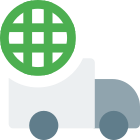 Global shipping of items delivered from box truck icon