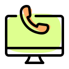 Internet telephone service connected with the desktop computer icon