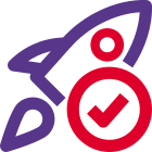 Rocket launch all quality per check qualified icon