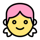 Little girl face pictorial representation with smile emoji icon