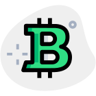 BTC, Bitcoin cryptocurrency electronic cash logotype layout icon