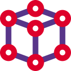 Framework design of cube 3D design shape at every vertices icon