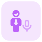 Audio played by businessman on a chat messenger icon