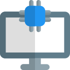 Computer with a CPU processor isolated on a white background icon