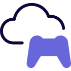 Online cloud gaming with high speed internet connected icon
