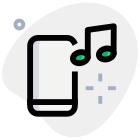 Cell phone music with note symbol layout icon