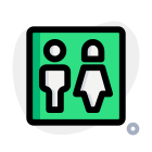 Visiting room with couples on stickman logotype icon