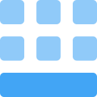 Bottom strip with upper square block keys icon