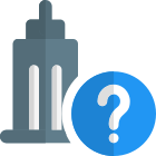 Office tower building with question mark for help and guidance icon