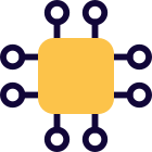 Microchip with mini transistors isolated on a white background icon