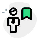 Bookmark sign businessman work at office layout icon