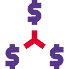 Dollar sign and finance in connection layout icon