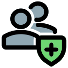 Web messenger with encryption technology shield layout icon