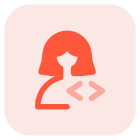 Female user with side arrows direction as a coding logotype icon