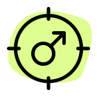 Male staff attention target under crosshair logotype icon