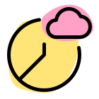 Pie chart diagram report stored on a cloud drive icon