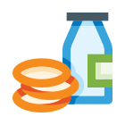 Milk and cookies icon