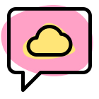 Customer support of cloud storage provider with chat bubble icon