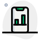 Bar chart shared online on smartphone logotype icon