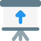 White board with upwards direction arrow layout icon