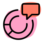 Report donut chart report to peers with chat bubble icon