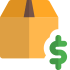 Dollar sign price tag on a Logistic delivery box icon