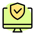 Desktop computer system antivirus program installed on board icon