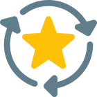 Favorite media transfer with star and loop arrows logotype icon