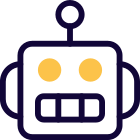 Robot with smiling face isolated on a white background icon