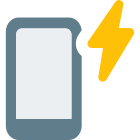 Mobile with power and flash - lighting bolt logotype icon