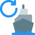 Ship returning from boarding location with loop arrow icon