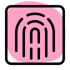 Fingerprint scanning feature on digital screen software icon