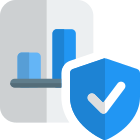 Bar chart file secured with defensive anti-virus icon