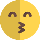 Kissing face expression emoji with eyes closed icon