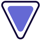 Yield sign for warning and end road icon