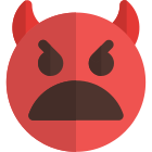 Devil face angry emoticon shared on social media icon