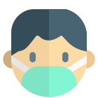 Man with a mask on during the pandemic situation travel icon
