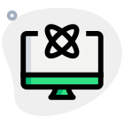 Desktop with atom designing isolated on a white background icon