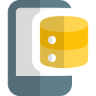 Server access on portable mobile database layout icon