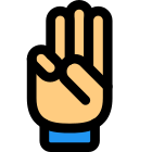 Three fingers up gesture isolated on a white background icon