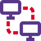 Computer connected to another pc for networking icon