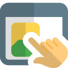 Landing page with a touch enabled screen web browser support icon