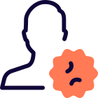 Patient infected with coronavirus isolated on a white background icon