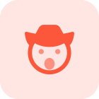 emoticon-da-cowboy-esterno-con-cappello-e-bocca-aperta-smiley-tritone-tal-revivo icon
