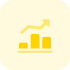 Bar chart with line graph in uptrend icon