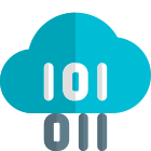 Binary programming on a cloud server network isolated on a white background icon