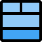 Double bar bottom with split section layout icon