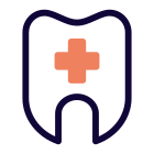 Dental Care department in a hospital section with tooth logotype icon