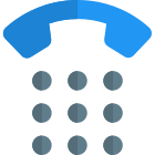 Phone dial layout with keypad and hand receiver icon