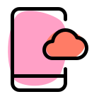 Smartphone with cloud connected storage plan layout icon